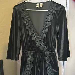 H&M Divided Black Velvet Romper